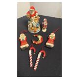 Santa ornaments, figurines and music box