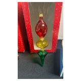 Christmas ornaments, glass Santa and more