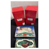 Christmas ornaments, glass Santa and more