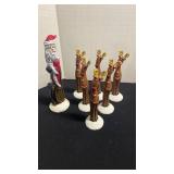 Santa and Reindeer Holiday Figurine Set handmade and signed