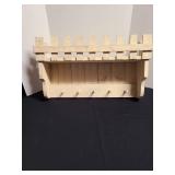 Rustic wall hanging coat hook rack with shelf,15x25.5x6.5