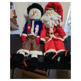 Large snowman and Santa decor, both about 4ft tall and come with zippered storage bags