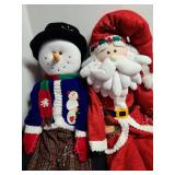 Large snowman and Santa decor, both about 4ft tall and come with zippered storage bags