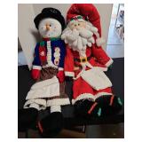 Large snowman and Santa decor, both about 4ft tall and come with zippered storage bags