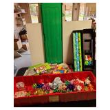 Gift wrap storage box, gift bags, bows