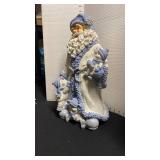 Santa Claus and Snowmen statue in blue and white