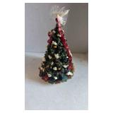 Decorative Christmas Tree with Train and Peace Banner music box 11 inches tall