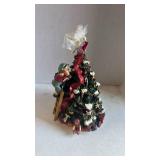 Decorative Christmas Tree with Train and Peace Banner music box 11 inches tall