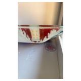 Peggy Karr Glass Christmas Sleigh deep square Platter 13 inches