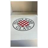 Peggy Karr Glass Christmas Sleigh deep square Platter 13 inches