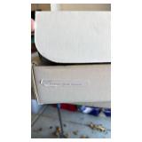 Peggy Karr Glass Christmas Sleigh deep square Platter 13 inches