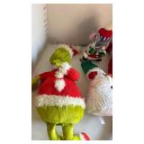 Grinch, Santa and other stuffed animals