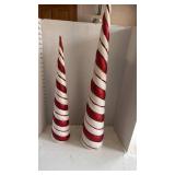 Glittering Candy Cane Decorative Cones tallest is 30 inches