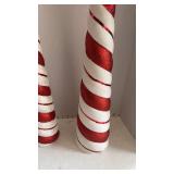Glittering Candy Cane Decorative Cones tallest is 30 inches