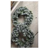 2 Snow Flocked Christmas Wreaths 20 inches in diameter