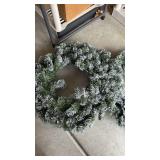 2 Snow Flocked Christmas Wreaths 20 inches in diameter