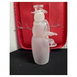 Frosted glass snowman, 12 inches tall.
