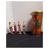 Four detailed Santas and a Bailey