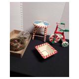 Christmas Candy Cane Tricycle and Holiday Decor Set