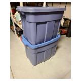 Rubbermaid Roughneck totes, 18 gal., 2 blue