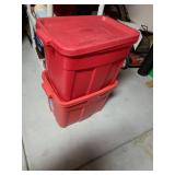 Rubbermaid Roughneck totes, 18 gal., 2 red