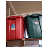 Rubbermaid Roughneck totes, 18 gal., 1red, 1 green