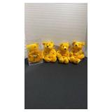 Set of Nolan Ryan major league baseball pitcher plush bears, one in display case