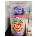 TY Beanie Babies Color Me Beanie in acrylic cases and Clubby IV