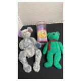 Large Classic Razzmatazz bear, Beanie Baby Clubby IV bear and large Beanie Buddy