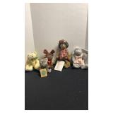 Boyds Bears Investment, Lizzie Wishkabibble with signed tag, Investment bear and mouse, Baby Boyds and a rabbit no tag