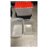 Storage totes, 2 with no lids