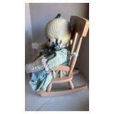 1984 Precious Moments Mother Sew Dear Doll with Rocking Chair