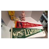 Vintage toys and banners