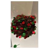 Collapsible tinsel Christmas tree with red and green sequins with lights new