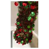 Collapsible tinsel Christmas tree with red and green sequins with lights new