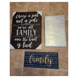 Hanging wall signs, largest is 20x16