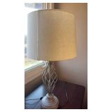 Lattice Design Table Lamp with Cream Shade - Retail: $45