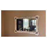 Rustic Whitewashed Wall Mirror with Decorative Corner Brackets - Retail: $75