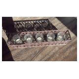 Decorative Metal Tea Light Holder with Glass Votives - Retail: $25