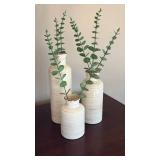 Set of 3 White Ceramic Cylinder Vases - Retail: $45