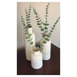 Set of 3 White Ceramic Cylinder Vases - Retail: $45