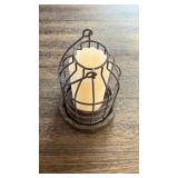 Metal Birdcage Candle Holder with Wooden Base - Retail: $18