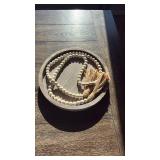 Decorative Wooden Bowl with White Beaded Garland - Retail: $35