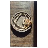 Decorative Wooden Bowl with White Beaded Garland - Retail: $35