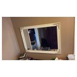 Decorative White Wall Mirror with Ornate Corner Details 3Ft wide  - Retail: $75