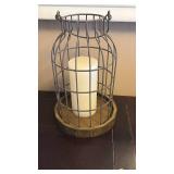 Decorative Metal Candle Holder with Wooden Base - Retail: $25