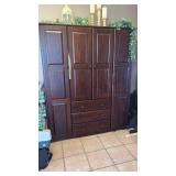 Solid Wood Wardrobe Storage Cabinet System 6Ft Long 5 Ft wide  - Retail: $450 (Contents not included)