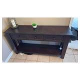 Dark Brown Wood Console Table with Storage Drawers - Retail: $125
