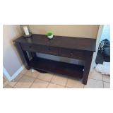 Dark Brown Wood Console Table with Storage Drawers - Retail: $125