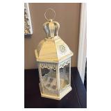 Decorative White Metal Crown Top Lantern - Retail: $25